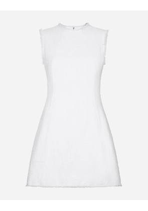 Dolce & Gabbana Short Cotton Raschel Tweed Dress - Woman Dresses White 52