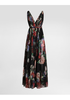 Dolce & Gabbana Long Floral-print Chiffon Dress - Woman Dresses Print 44