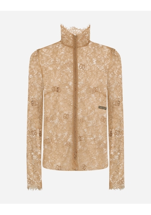 Dolce & Gabbana Floral Lace Turtle-neck Blouse - Woman Shirts And Tops Beige Lace 44
