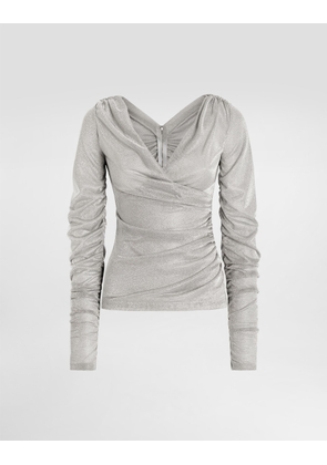Dolce & Gabbana Lamé Jersey Top - Woman Shirts And Tops Silver 42