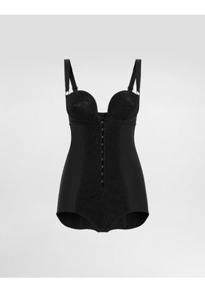 Dolce & Gabbana Lace And Elasticated Fabric Bodysuit With Deep Neckline And Conical Cups - Woman Shirts And Tops Black 38