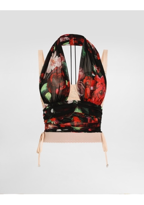 Dolce & Gabbana Marquisette And Chiffon Corset Top With Floral Print - Woman Shirts And Tops Print 46