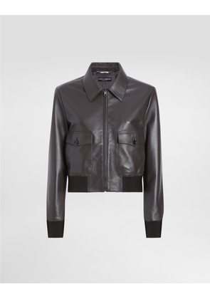 Dolce & Gabbana Short Plongé Nappa Leather Jacket - Woman Coats And Jackets Brown 38