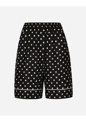 Dolce & Gabbana Silk Pajama Shorts With Polka-dot Print - Woman Pants And Shorts Print 46