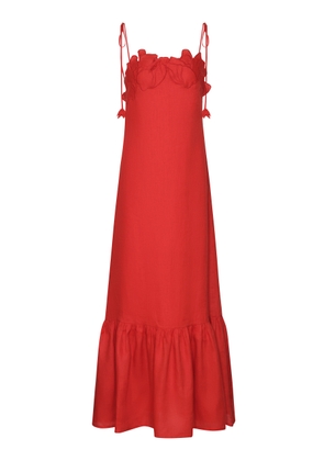 Andres Otalora Poema Eterno Embroidered Linen Maxi Dress - Moda Operandi