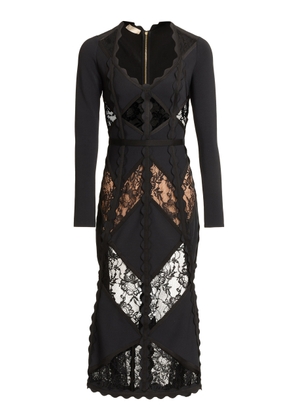Elie Saab Lace-Paneled Midi Dress - Moda Operandi