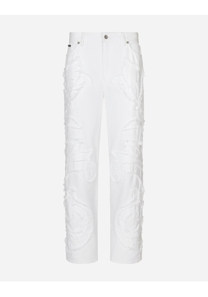 Dolce & Gabbana Boyfriend Jeans With Embroidery - Woman Denim And Jeans Multi-colored 42