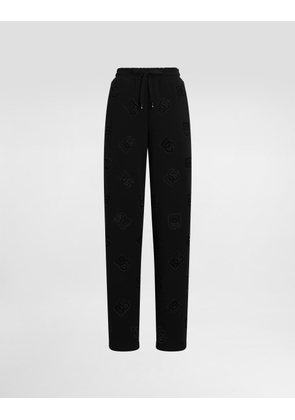 Dolce & Gabbana Jersey Jogging Pants With Cut-out And Dg Logo - Woman Pants And Shorts Black 40