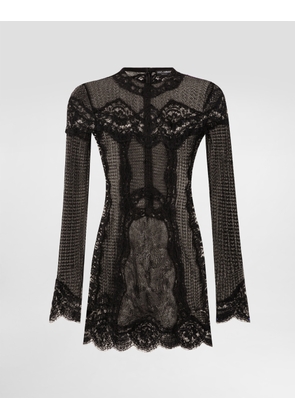 Dolce & Gabbana Knitted Dress With Lace - Woman Dresses Black 38