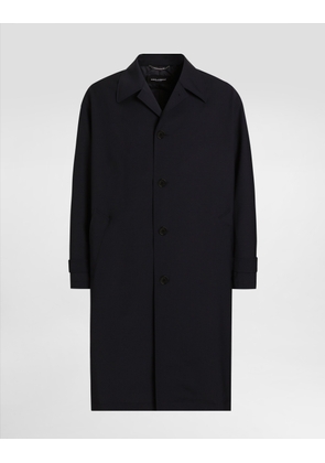 Dolce & Gabbana Single-breasted Wool Trench Coat - Man Coats And Jackets Blue 48