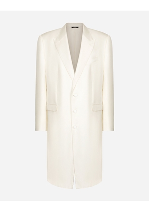 Dolce & Gabbana Single-breasted Silk Twill Coat - Man Coats And Jackets White 44