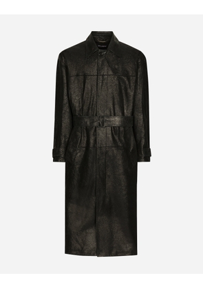Dolce & Gabbana Leather Trench Coat With Belt - Man Coats And Jackets Black 46