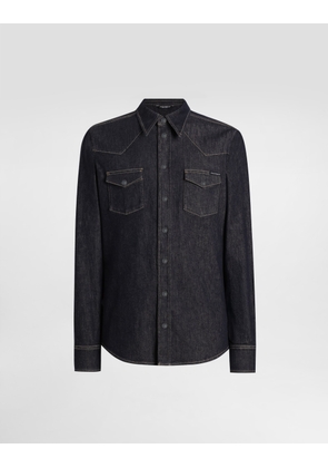 Dolce & Gabbana Stretch Denim Shirt - Man Denim Multi-colored 39