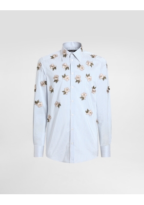Dolce & Gabbana Silk And Cotton Shirt With Floral Appliqués - Man Shirts Multicolor 39