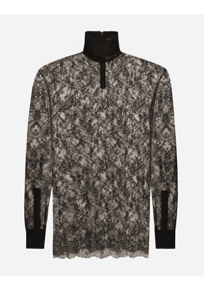 Dolce & Gabbana Loose Lace Turtleneck With Shirt Cuffs - Man Shirts Black 52