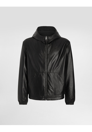 Dolce & Gabbana Leather And Fabric Jacket With Reversible Hood - Man Coats And Jackets Black 48