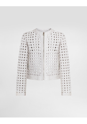 Dolce & Gabbana Woven Nappa Leather Jacket - Man Coats And Jackets White 44