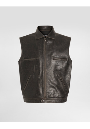 Dolce & Gabbana Leather Jacket - Man Coats And Jackets Black 54
