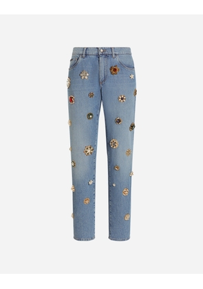Dolce & Gabbana Classic Cotton Jeans With Tag And Bejeweled Details - Man Denim Multi-colored 52
