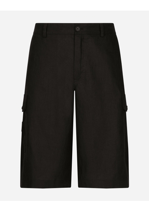 Dolce & Gabbana Linen Cargo Shorts - Man Pants And Shorts Black 50