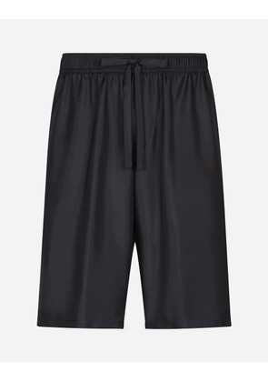 Dolce & Gabbana Embroidered Silk Jogging Shorts - Man Pants And Shorts Blue 50