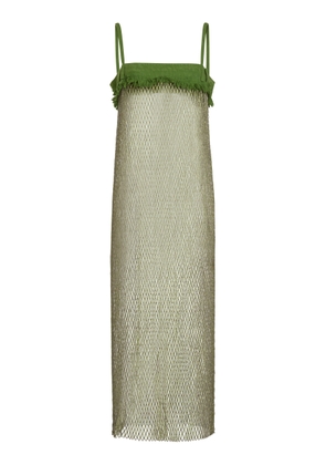 Christopher Esber Denim Bust Crystal Net Midi Dress - Moda Operandi