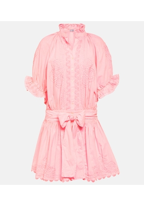 Juliet Dunn Embroidered cotton poplin shirt dress