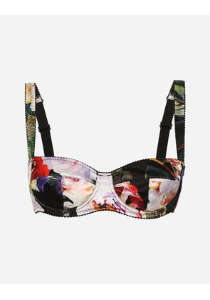 Dolce & Gabbana Satin Balconette Bra With Rose Garden Print - Woman Underwear Print 5b