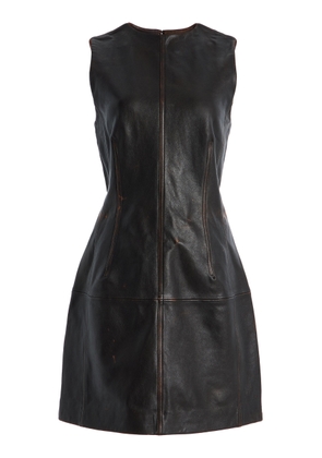 STAUD Binx Distressed Leather Mini Dress - Moda Operandi