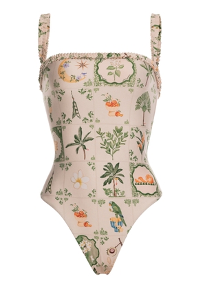 Agua by Agua Bendita Limon Patterned One-Piece SwimSuit - Moda Operandi
