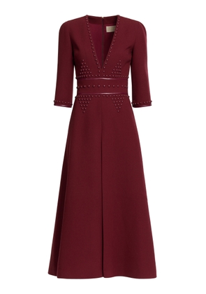 Elie Saab Embellished Wool & Leather Midi Dress - Moda Operandi