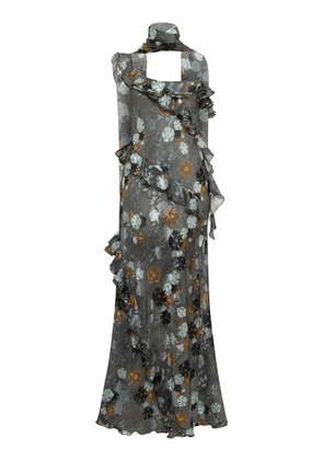 SIEDRÉS Monica Ruffled Devoré Chiffon Maxi Dress - Moda Operandi