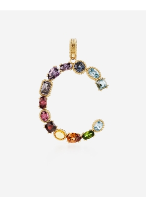 Dolce & Gabbana Charm C Lettering 18-carat Yellow Gold And Multicolored Gems - Woman Charms Gold Onesize