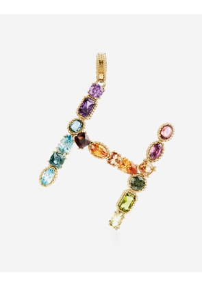 Dolce & Gabbana Charm H Lettering 18-carat Yellow Gold And Multicolored Gems - Woman Charms Gold Onesize