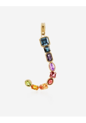 Dolce & Gabbana Charm J Lettering 18-carat Yellow Gold And Multicolored Gems - Woman Charms Gold Onesize