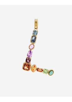 Dolce & Gabbana Charm L Lettering 18-carat Yellow Gold And Multicolored Gems - Woman Charms Gold Onesize