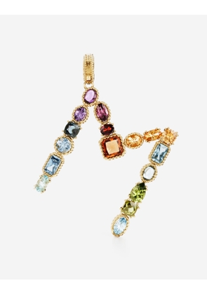 Dolce & Gabbana Charm M Lettering 18-carat Yellow Gold And Multicolored Gems - Woman Charms Gold Onesize