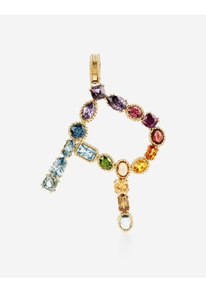 Dolce & Gabbana Charm R Lettering 18-carat Yellow Gold And Multicolored Gems - Woman Charms Gold Onesize