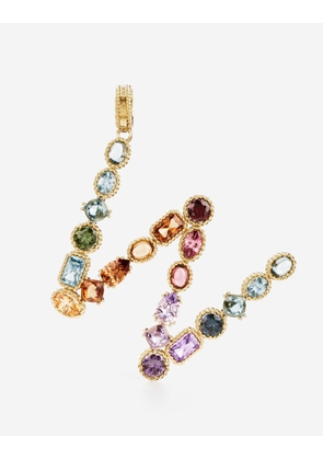 Dolce & Gabbana Charm W Lettering 18-carat Yellow Gold And Multicolored Gems - Woman Charms Gold Onesize