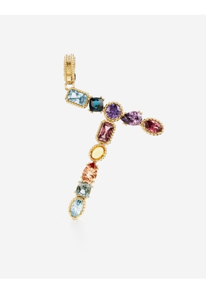 Dolce & Gabbana Charm T Lettering 18-carat Yellow Gold And Multicolored Gems - Woman Charms Gold Onesize