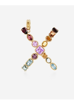 Dolce & Gabbana Charm X Lettering 18-carat Yellow Gold And Multicolored Gems - Woman Charms Gold Onesize