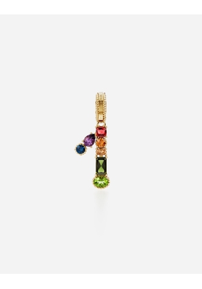 Dolce & Gabbana Charm 1 Lettering 18-carat Yellow Gold And Multicolored Gems - Woman Charms Gold Gold Onesize