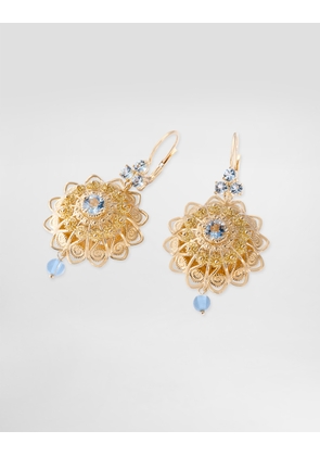 Dolce & Gabbana Filigree Earrings 18-carat Yellow Gold And Aquamarines - Woman Earrings Gold Onesize