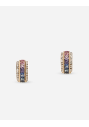 Dolce & Gabbana Rainbow Earrings In Yellow Gold 18kt With Multicolor Sapphires And Diamonds - Man Earrings Gold Gold Onesize