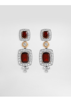 Dolce & Gabbana Eleganza Earrings 18-carat White And Rose Gold, Garnets, And Sapphires - Woman Earrings White Onesize