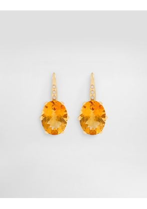 Dolce & Gabbana Anna Earrings In 18-carat Yellow Gold With Citrines And Diamonds - Woman Earrings Gold Onesize