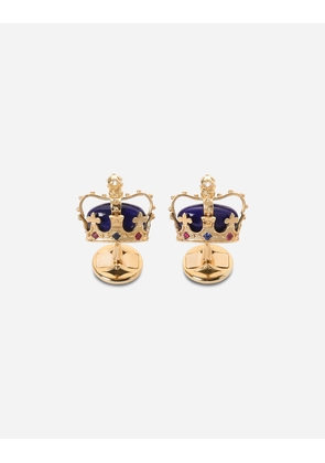 Dolce & Gabbana Crown Yellow Gold Cufflinks With Lapis Lazzuli - Man Cufflinks Gold Onesize