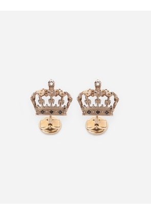 Dolce & Gabbana Crown White Gold Cufflinks With Black Diamonds - Man Cufflinks White Gold Onesize
