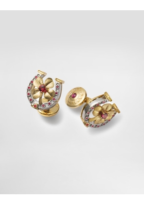 Dolce & Gabbana Good Luck Cufflinks 18 Carat Yellow Gold And Rubies - Man Cufflinks Gold Onesize