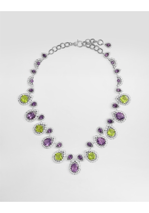 Dolce & Gabbana Eleganza Necklace 18-carat White Gold, Amethysts, Peridots, And Sapphires - Woman Necklaces White Onesize